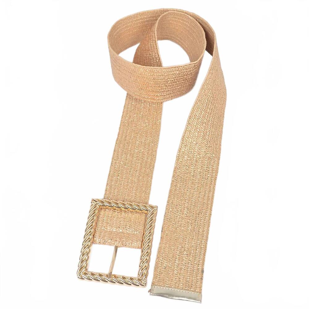 NEW 3AM BY H&D ACCESSORIES women's wide square buckle belt - plus in gold